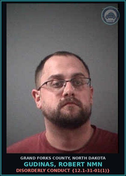 CCW arrest card for Gudinas, Robert Nmn in Grand Forks County: Disorderly Conduct {12.1-31-01(1)}