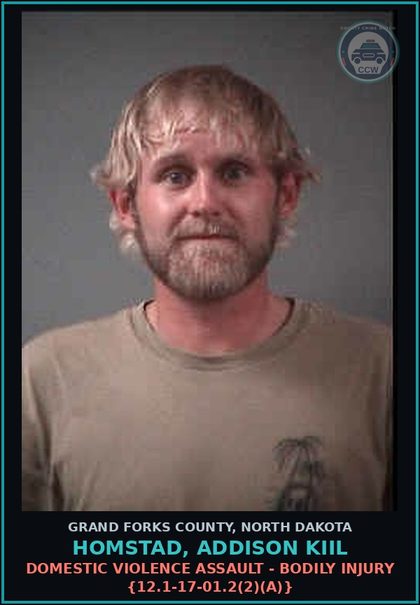 CCW arrest card for Homstad, Addison Kiil in Grand Forks County: Failure to Comply