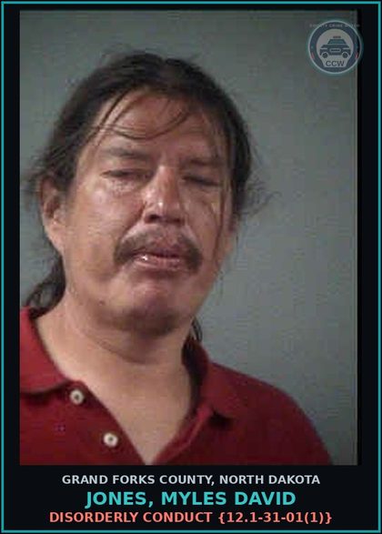 CCW arrest card for Jones, Myles David in Grand Forks County: Disorderly Conduct {12.1-31-01(1)}