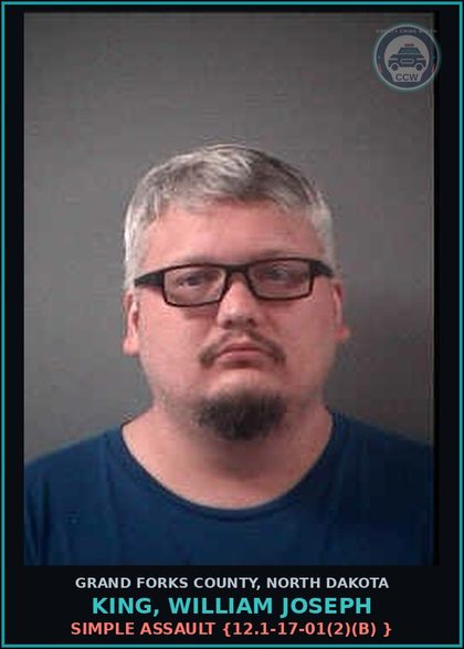 CCW arrest card for King, William Joseph in Grand Forks County: Inhalation of Vapors - Volatile Chemicals - 3rd or subsequent offense {19-03.1-22.1}