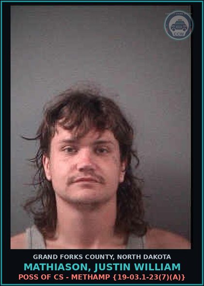 CCW arrest card for Mathiason, Justin William in Grand Forks County: Possess Drugs by Inmate {}