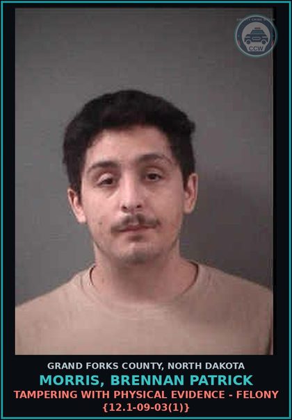 CCW arrest card for Morris, Brennan Patrick in Grand Forks County: Disobedience of a Judicial Order {12.1-10-05(1)}