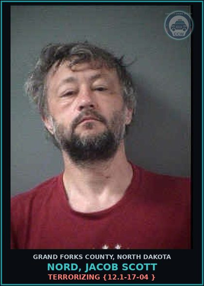 CCW arrest card for Nord, Jacob Scott in Grand Forks County: Terrorizing {12.1-17-04 }