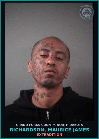 CCW arrest card for Richardson, Maurice James in Grand Forks County: Extradition