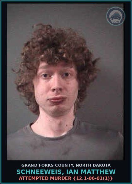 CCW arrest card for Schneeweis, Ian Matthew in Grand Forks County: Attempted Murder {12.1-06-01(1)}