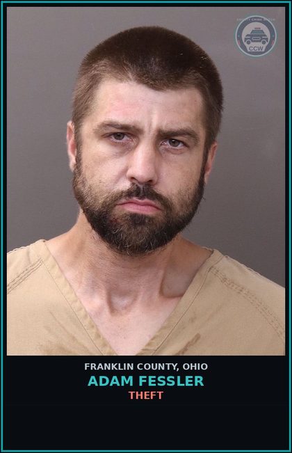 CCW arrest card for Adam Fessler in Franklin County: THEFT