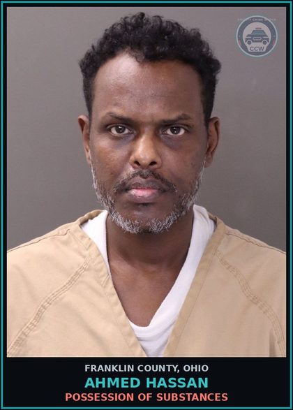 CCW arrest card for Ahmed Hassan in Franklin County: POSSESSION OF DRUGS