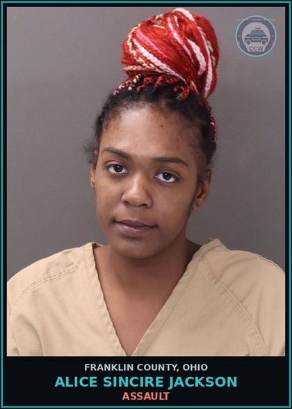 CCW arrest card for Alice Sincire Jackson in Franklin County: DOMESTIC VIOLENCE - INTIMATE PARTNER