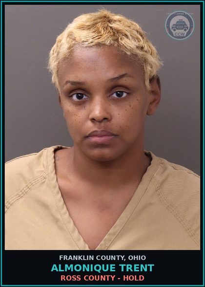 CCW arrest card for Almonique Trent in Franklin County: ROSS COUNTY - HOLD