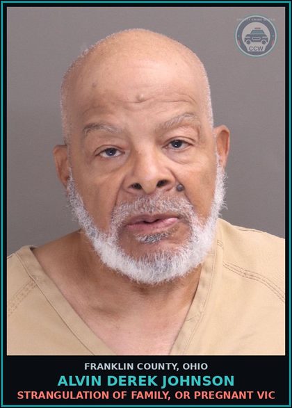 CCW arrest card for Alvin Derek Johnson in Franklin County: STRANGULATION OF FAMILY, OR PREGNANT VICTIM