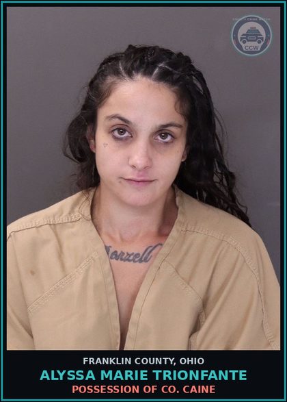 CCW arrest card for Alyssa Marie Trionfante in Franklin County: POSSESSION OF COCAINE