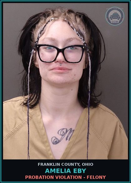 CCW arrest card for Amelia Eby in Franklin County: PROBATION VIOLATION - FELONY