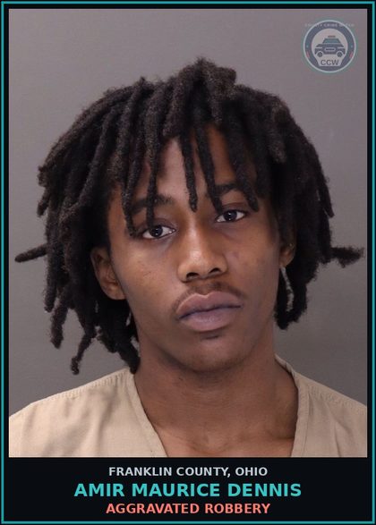 CCW arrest card for Amir Maurice Dennis in Franklin County: AGGRAVATED ROBBERY