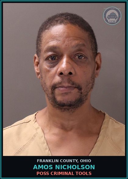 CCW arrest card for Amos Nicholson in Franklin County: AGGRAVATED MENACING
