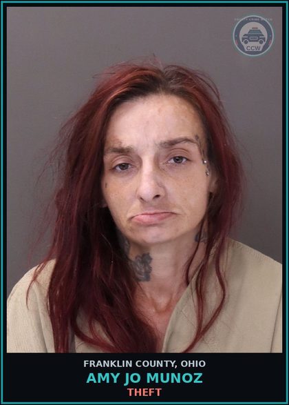 CCW arrest card for Amy Jo Munoz in Franklin County: THEFT