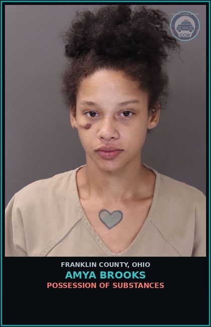 CCW arrest card for Amya Brooks in Franklin County: POSSESSION OF DRUGS