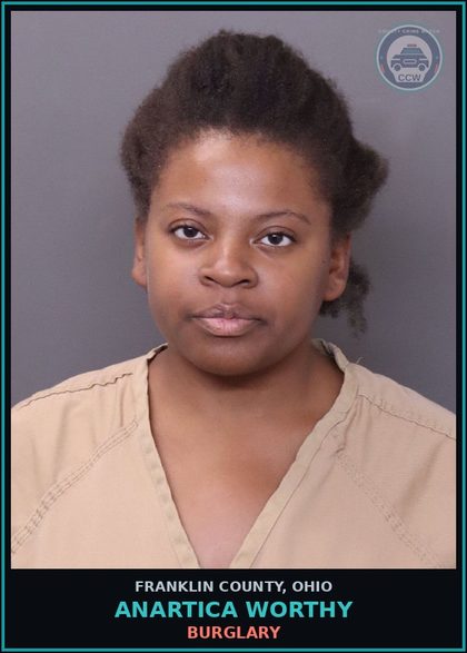 CCW arrest card for Anartica Worthy in Franklin County: BURGLARY