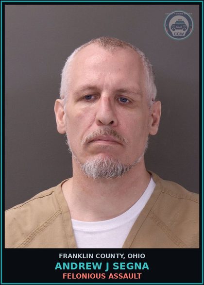 CCW arrest card for Andrew J Segna in Franklin County: FELONIOUS ASSAULT