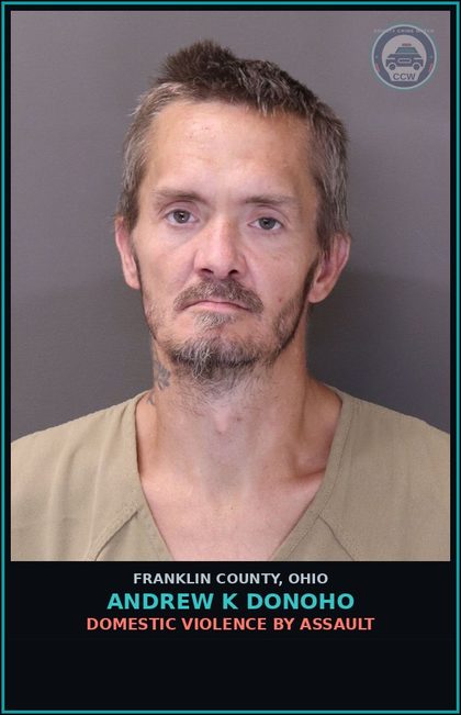 CCW arrest card for Andrew K Donoho in Franklin County: DOMESTIC VIOLENCE BY ASSAULT