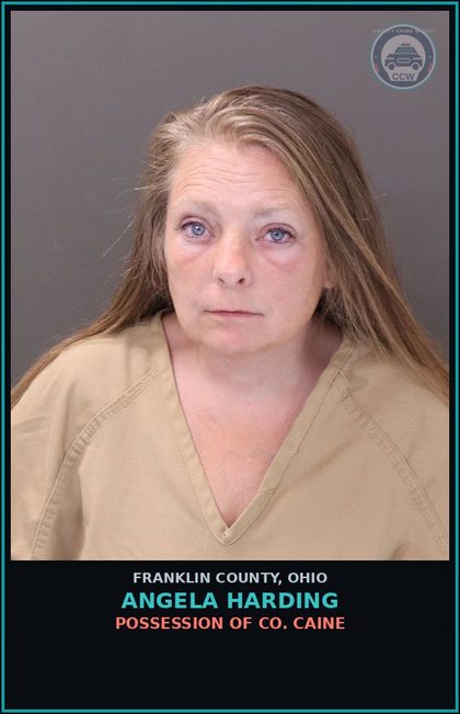 CCW arrest card for Angela Harding in Franklin County: POSSESSION OF COCAINE