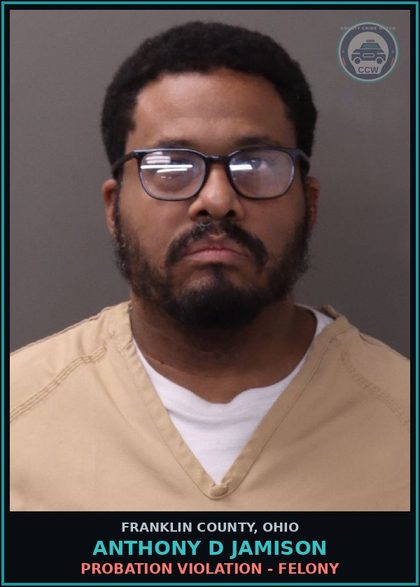 CCW arrest card for Anthony D Jamison in Franklin County: PROBATION VIOLATION - FELONY