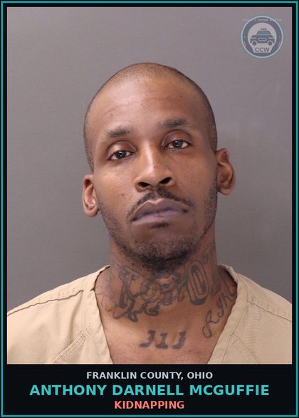CCW arrest card for Anthony Darnell Mcguffie in Franklin County: KIDNAPPING