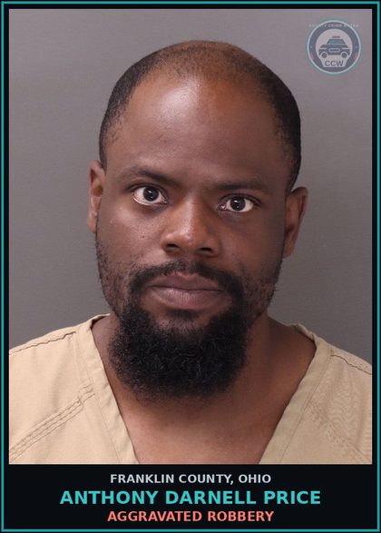 CCW arrest card for Anthony Darnell Price in Franklin County: AGGRAVATED ROBBERY