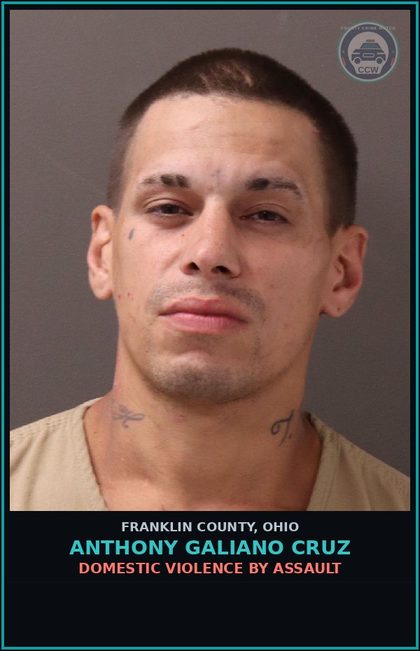 CCW arrest card for Anthony Galiano Cruz in Franklin County: DOMESTIC VIOLENCE BY ASSAULT