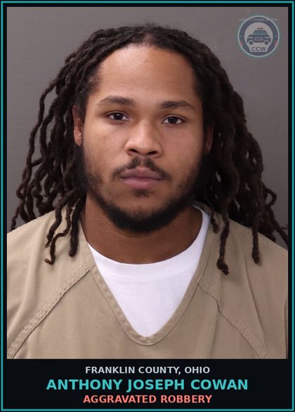 CCW arrest card for Anthony Joseph Cowan in Franklin County: AGGRAVATED ROBBERY