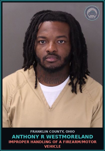 CCW arrest card for Anthony R Westmoreland in Franklin County: FAILURE TO COMPLY (SUBSTANTIAL RISK PHYSICAL HARM)