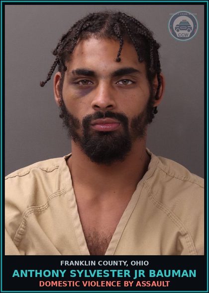 CCW arrest card for Anthony Sylvester Jr Bauman in Franklin County: DOMESTIC VIOLENCE BY ASSAULT