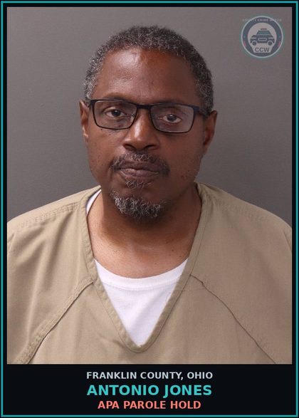 CCW arrest card for Antonio Jones in Franklin County: APA PAROLE HOLD