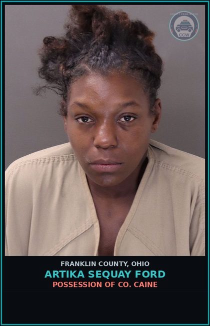 CCW arrest card for Artika Sequay Ford in Franklin County: DRUG PARAPHERNALIA