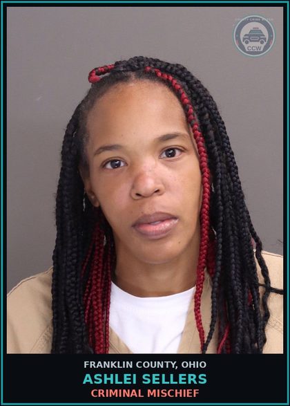 CCW arrest card for Ashlei Sellers in Franklin County: CRIMINAL MISCHIEF