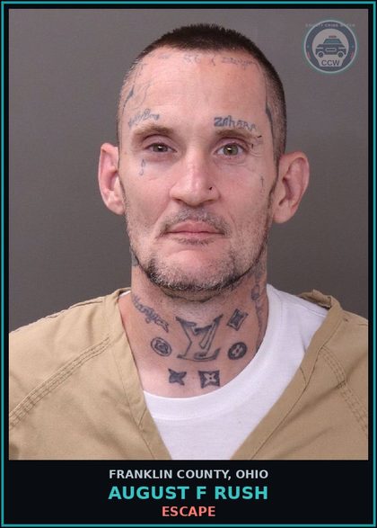 CCW arrest card for August F Rush in Franklin County: ESCAPE