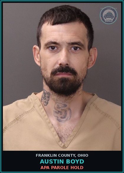 CCW arrest card for Austin Boyd in Franklin County: APA PAROLE HOLD