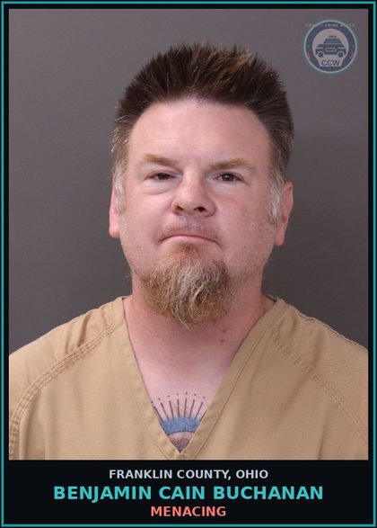 CCW arrest card for Benjamin Cain Buchanan in Franklin County: MENACING