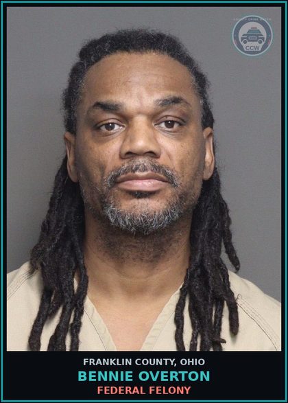 CCW arrest card for Bennie Overton in Franklin County: FEDERAL FELONY