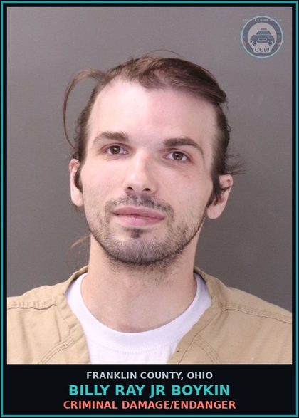 CCW arrest card for Billy Ray Jr Boykin in Franklin County: CRIMINAL DAMAGE/ENDANGER