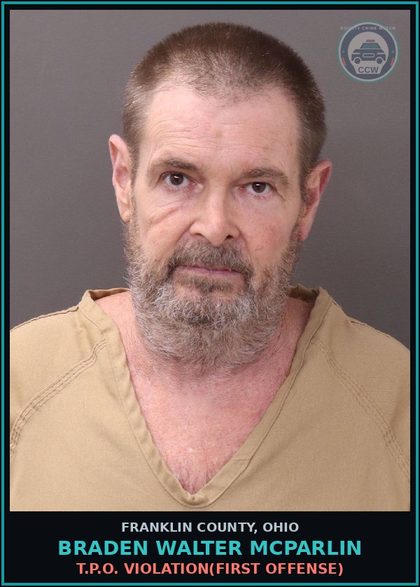 CCW arrest card for Braden Walter Mcparlin in Franklin County: T.P.O. VIOLATION(FIRST OFFENSE)