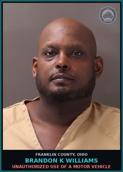 CCW arrest card for Brandon K Williams in Franklin County: UNAUTHORIZED USE OF A MOTOR VEHICLE