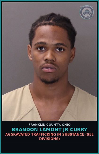 CCW arrest card for Brandon Lamont Jr Curry in Franklin County: AGGRAVATED TRAFFICKING IN DRUG (SEE DIVISIONS)