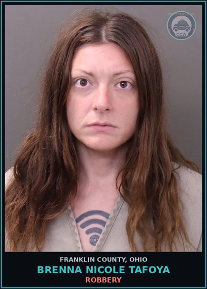 CCW arrest card for Brenna Nicole Tafoya in Franklin County: HARASSMENT BY INMATE W-BODILY FLUID TO LAW ENFORCE