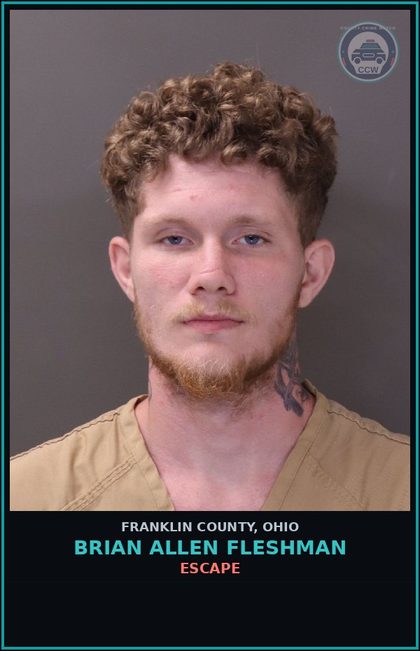 CCW arrest card for Brian Allen Fleshman in Franklin County: ESCAPE