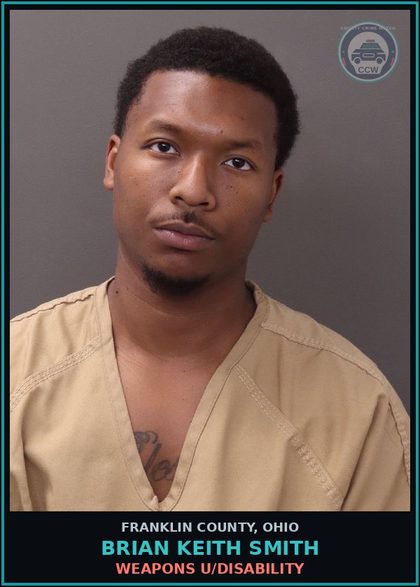 CCW arrest card for Brian Keith Smith in Franklin County: WEAPONS U/DISABILITY