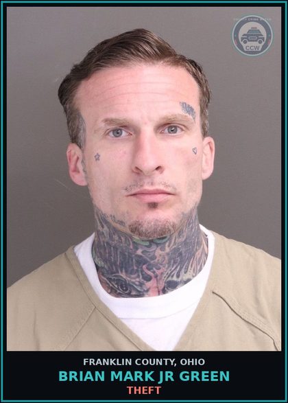 CCW arrest card for Brian Mark Jr Green in Franklin County: BREAKING AND ENTERING