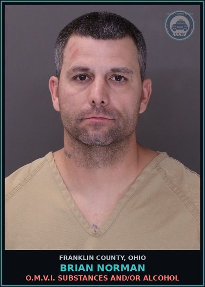 CCW arrest card for Brian Norman in Franklin County: O.M.V.I. DRUGS AND/OR ALCOHOL