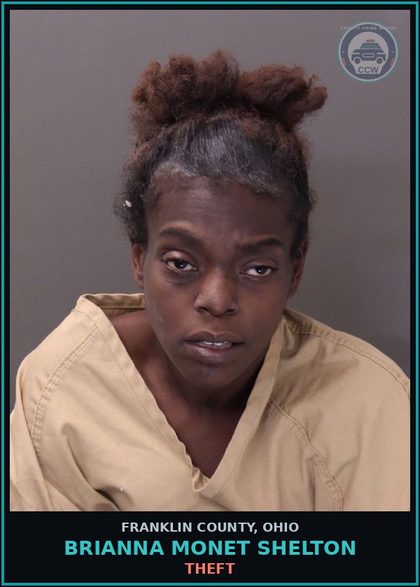 CCW arrest card for Brianna Monet Shelton in Franklin County: THEFT