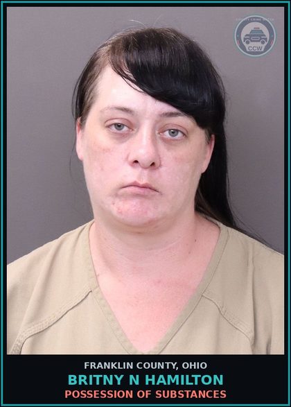 CCW arrest card for Britny N Hamilton in Franklin County: POSSESSION OF DRUGS