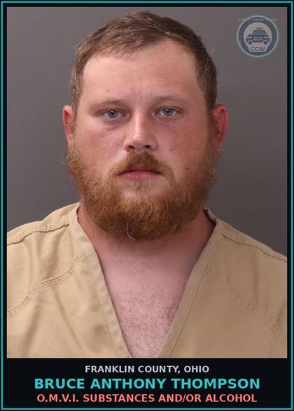 CCW arrest card for Bruce Anthony Thompson in Franklin County: O.M.V.I. DRUGS AND/OR ALCOHOL